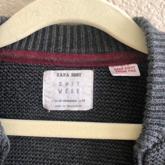 Zara Zipped Sweater Grey Toddler 18-24 Months - Picture 2 of 5
